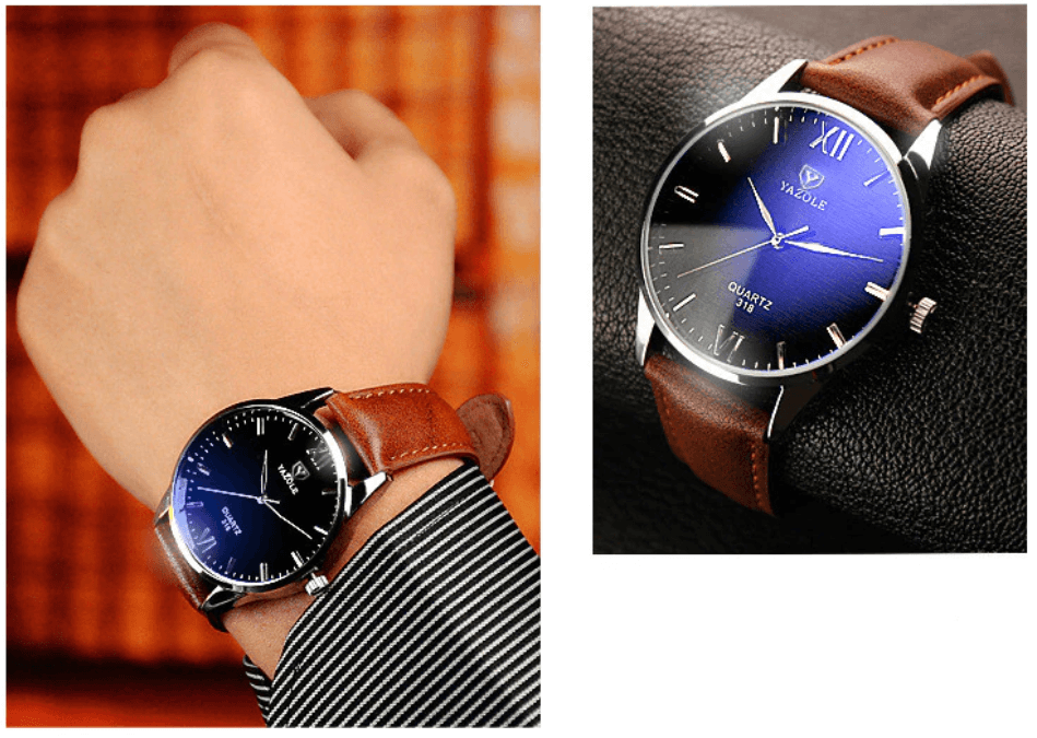 Men's Leather Bracelet Wristwatch